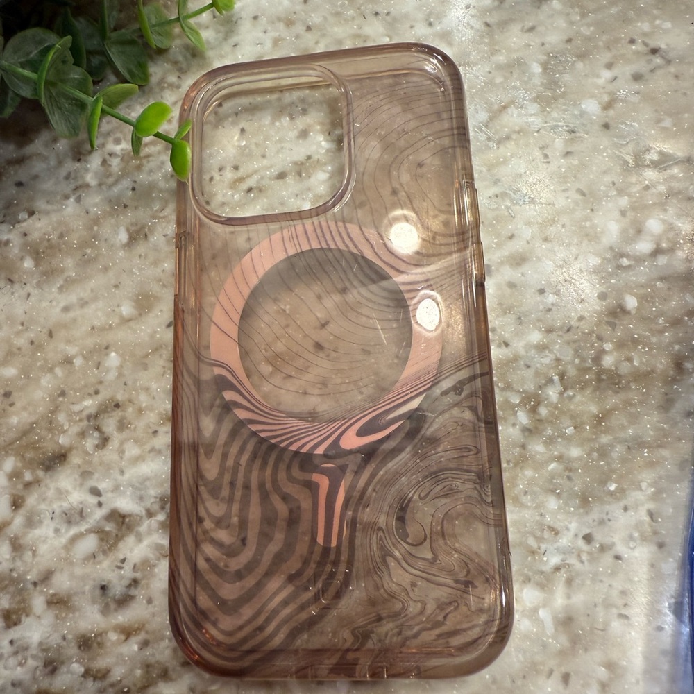 Stylish clear smoked/ pink I Phone 14 pro Case